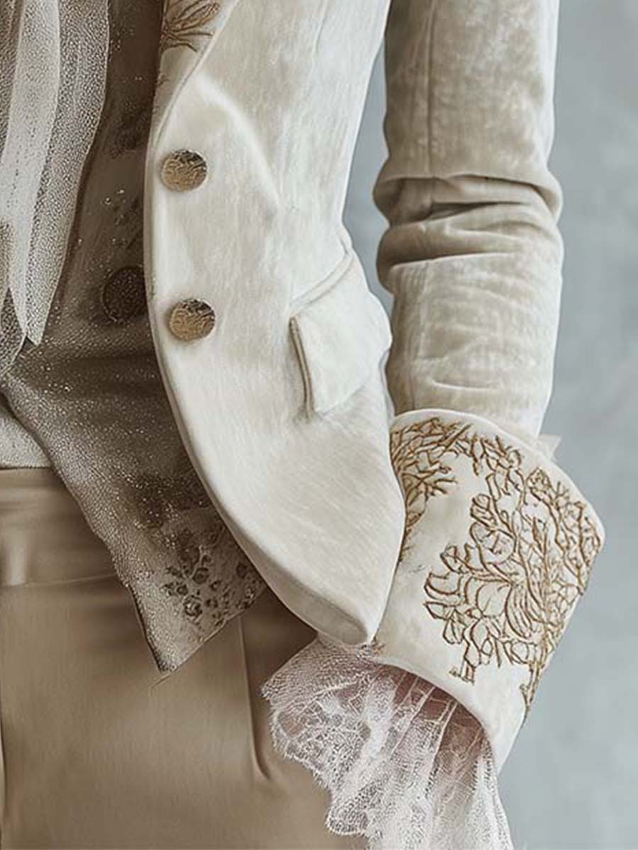 Cordelia | Blazer Tailored Ricamato Avorio