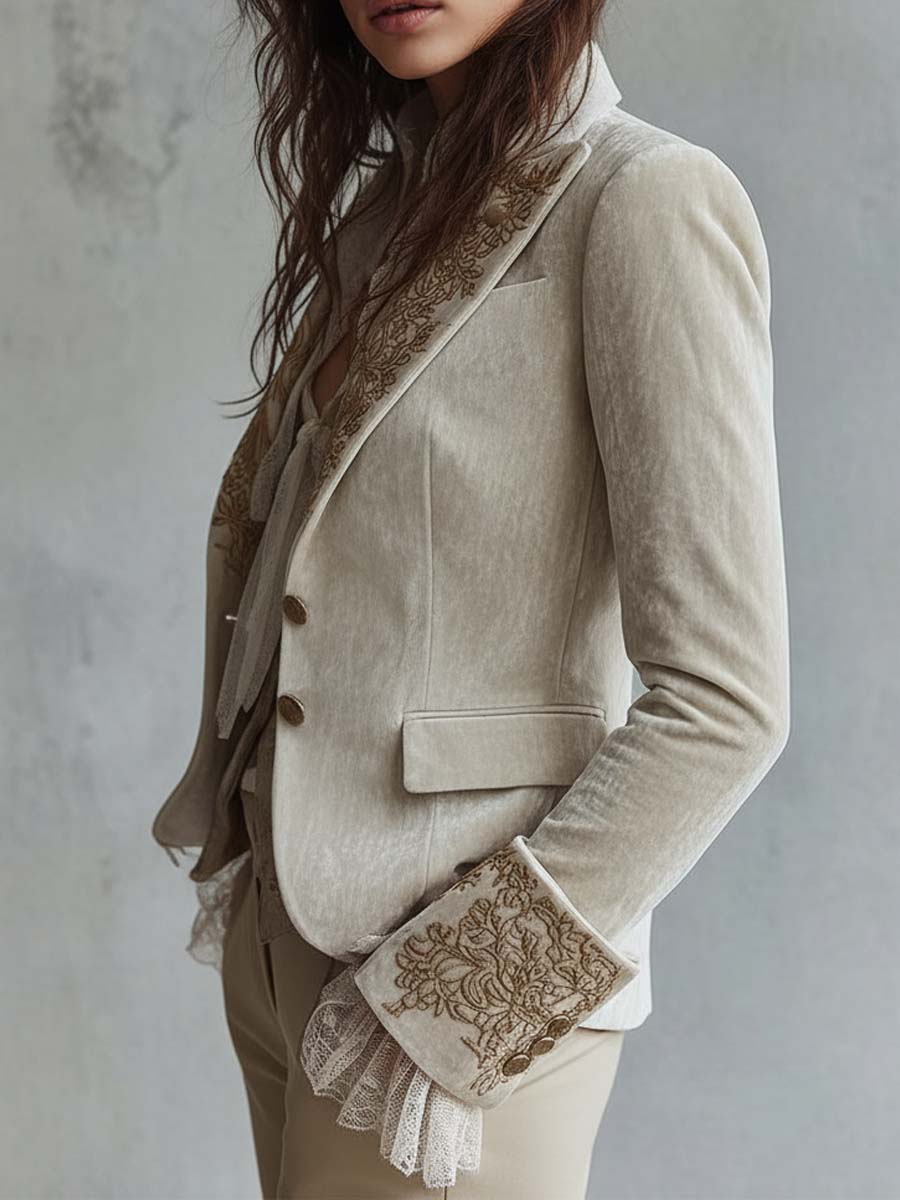 Cordelia | Blazer Tailored Ricamato Avorio