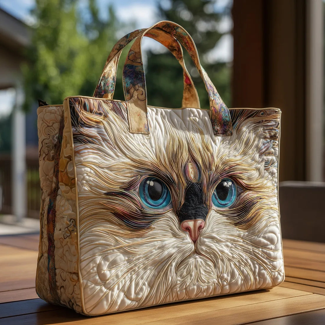 Borsa Artigianale - Gatto Bianco con Occhi Blu