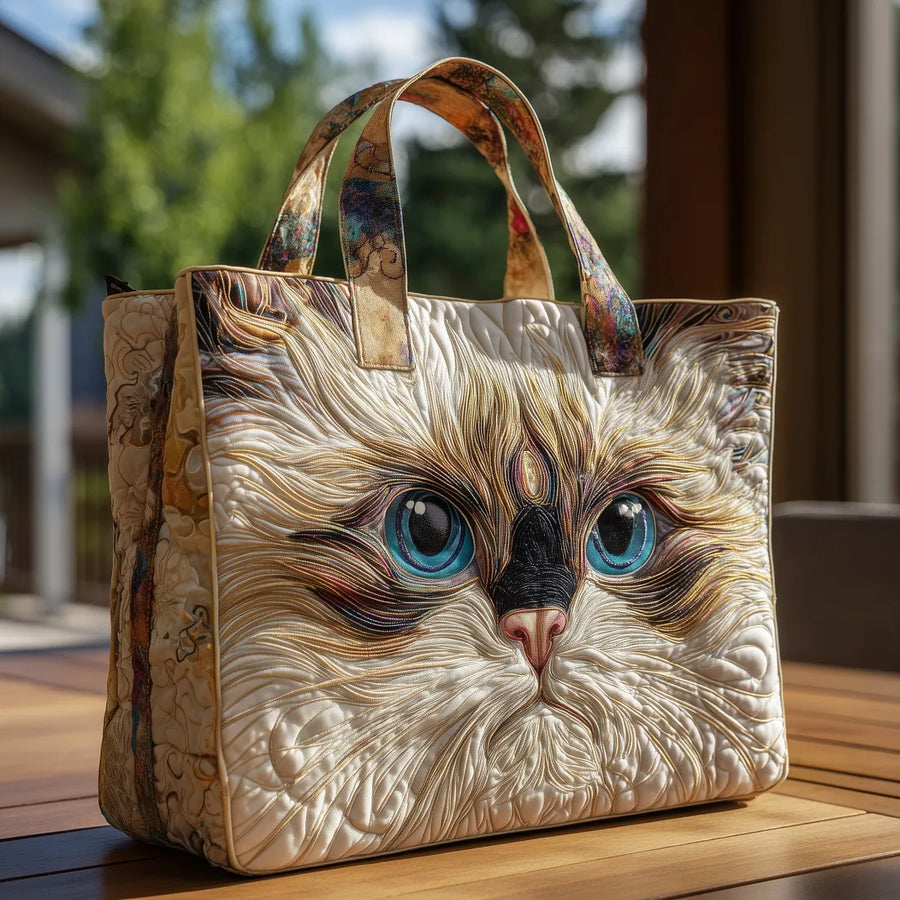Borsa Artigianale - Gatto Bianco con Occhi Blu