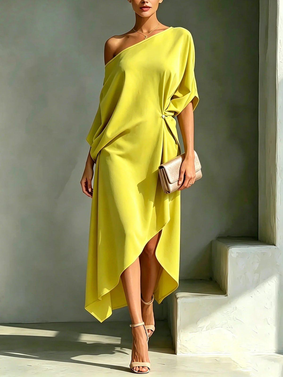 Carlotta | Abito Midi Donna Monospalla Asimmetrico