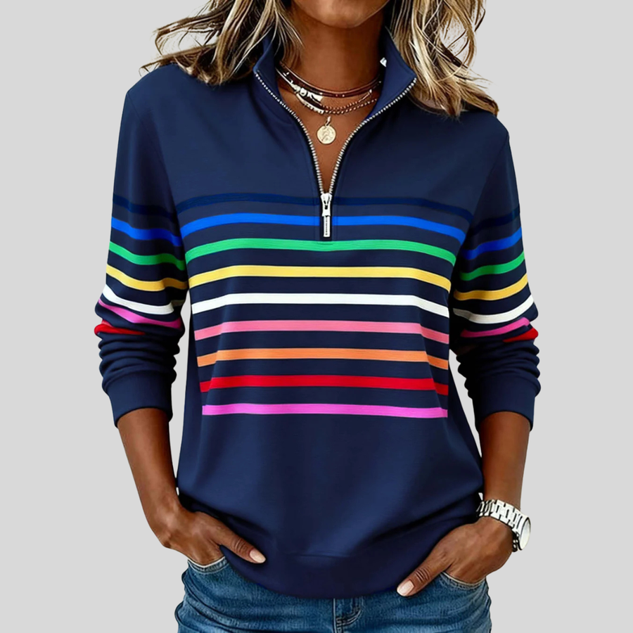 Prismette | Felpa a Righe Colorate con Mezza Zip