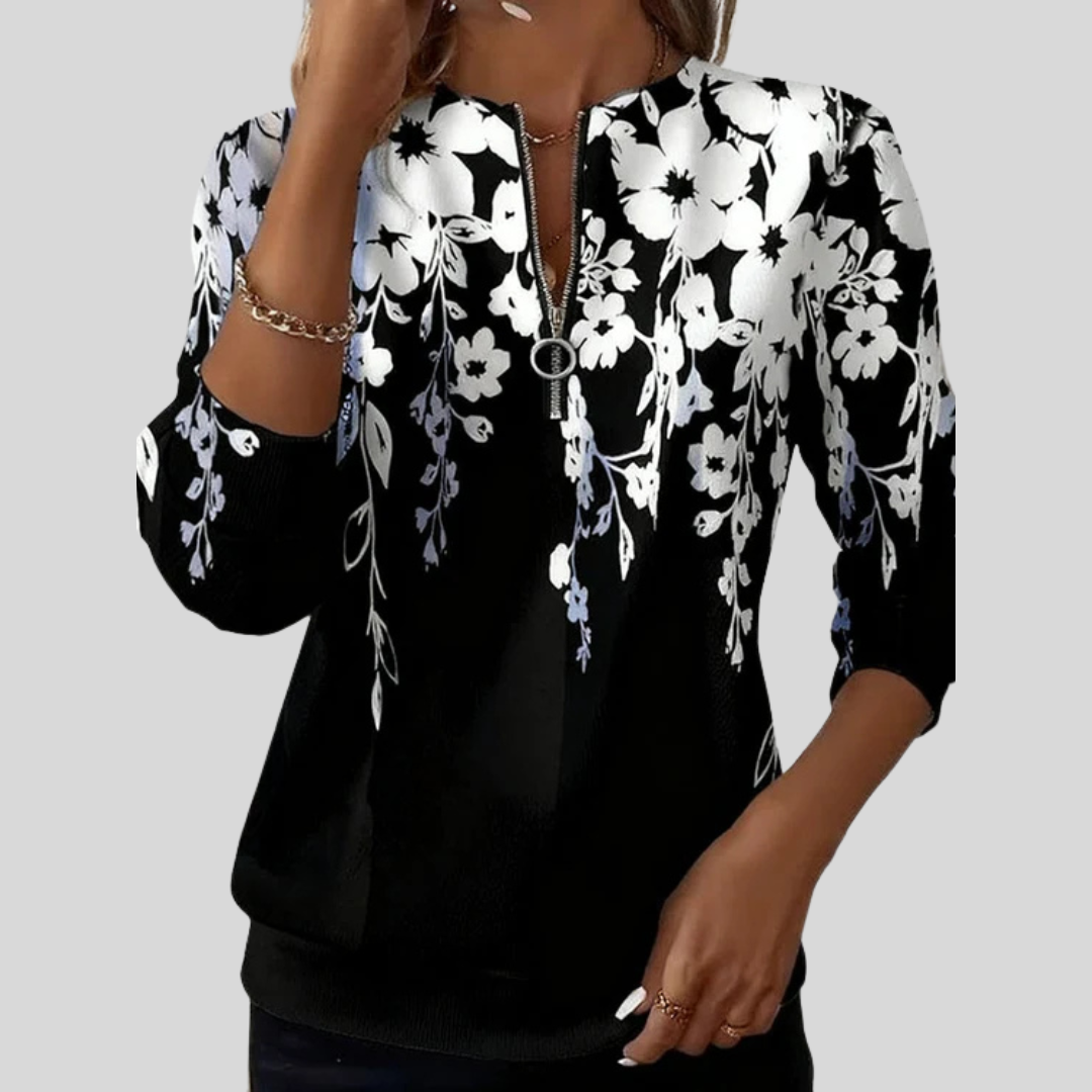 Crimson | Felpa Floreale con Zip