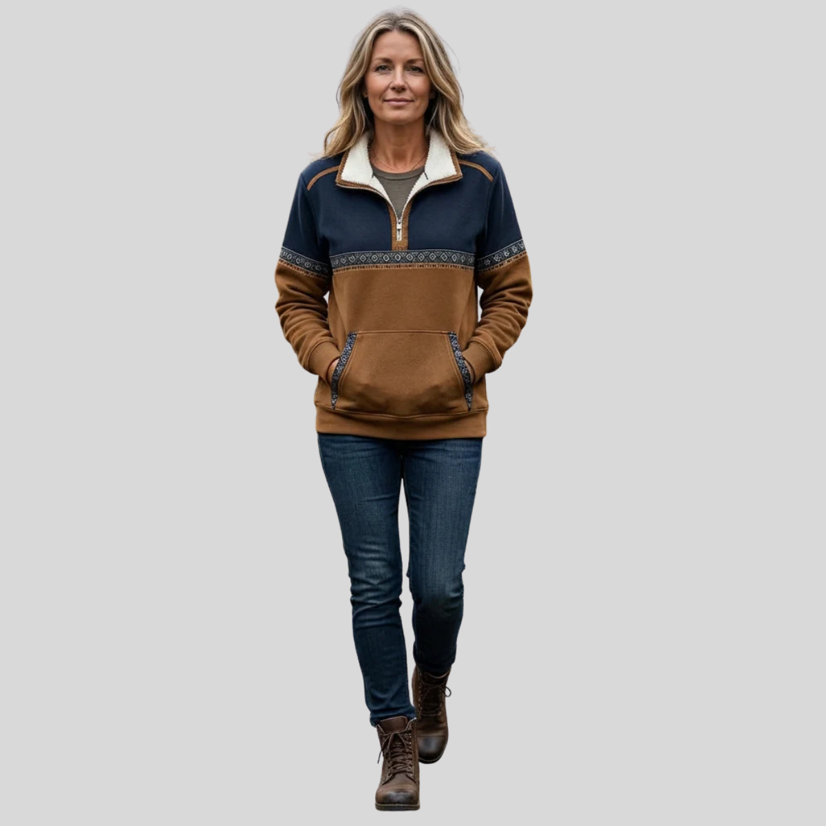 Alvette | Pullover con Collo Sherpa e Mezza Zip