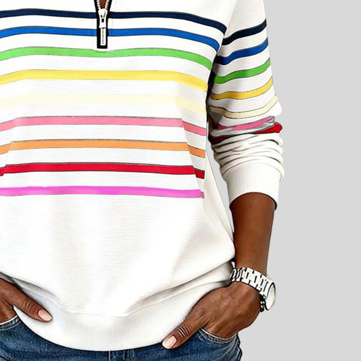 Prismette | Felpa a Righe Colorate con Mezza Zip
