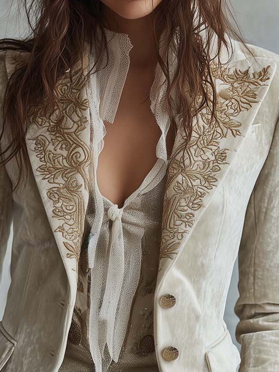 Cordelia | Blazer Tailored Ricamato Avorio