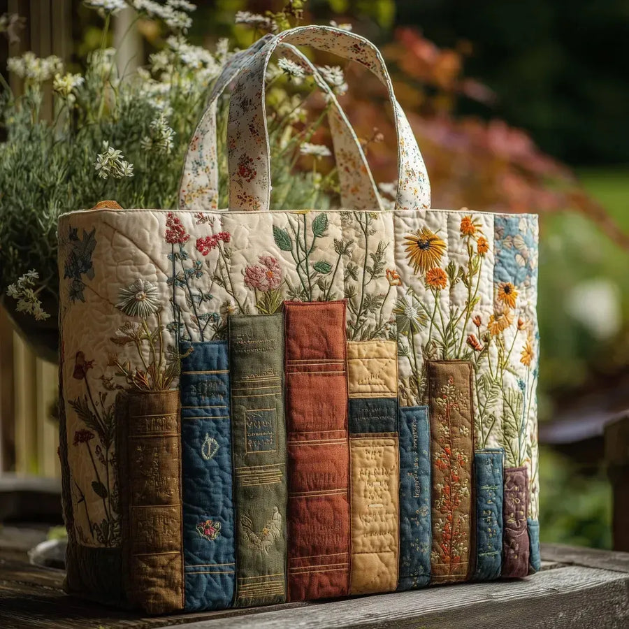 Borsa Artigianale Imbottita - Libri e Fiori