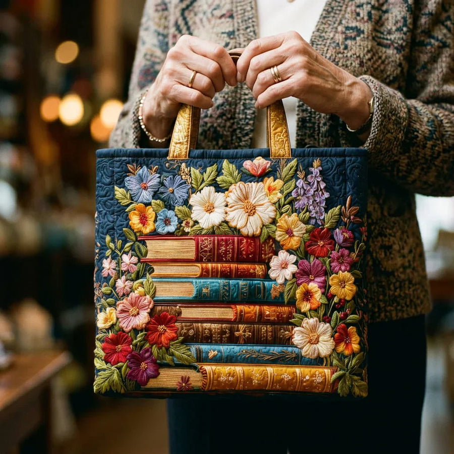 Borsa Artigianale - Stampa Floreale e Libri