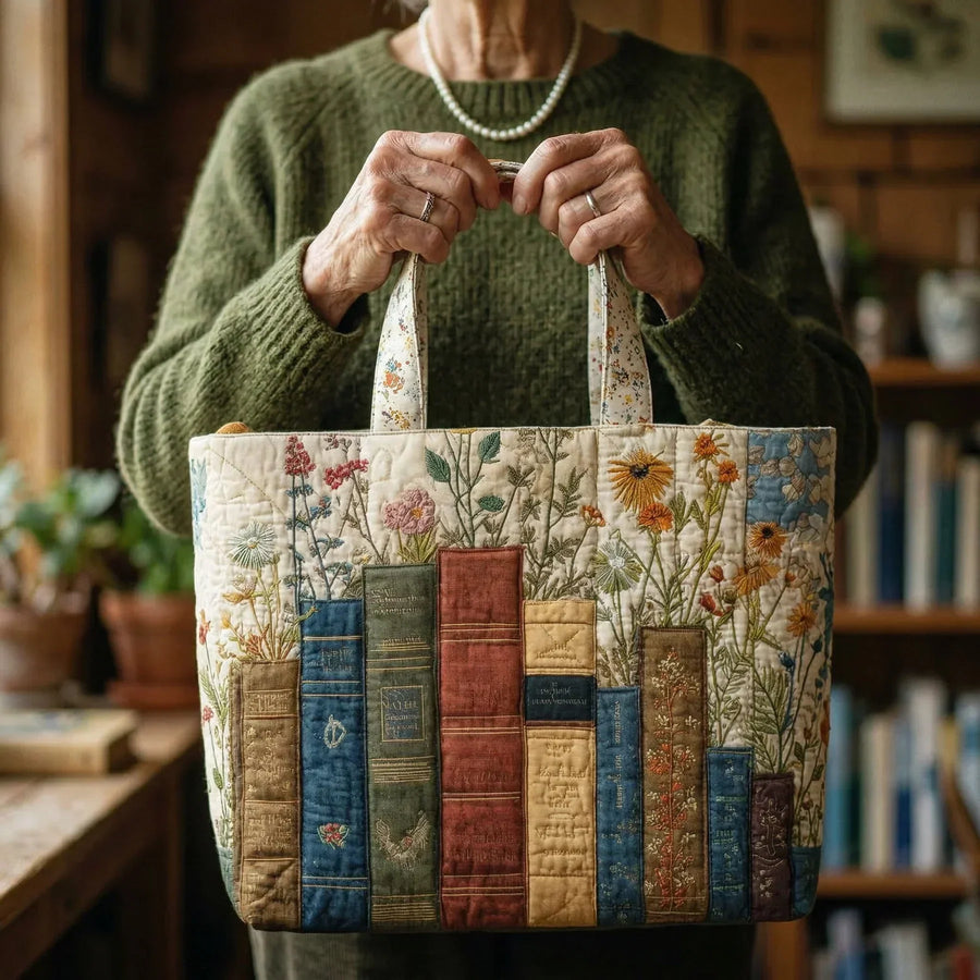 Borsa Artigianale Imbottita - Libri e Fiori