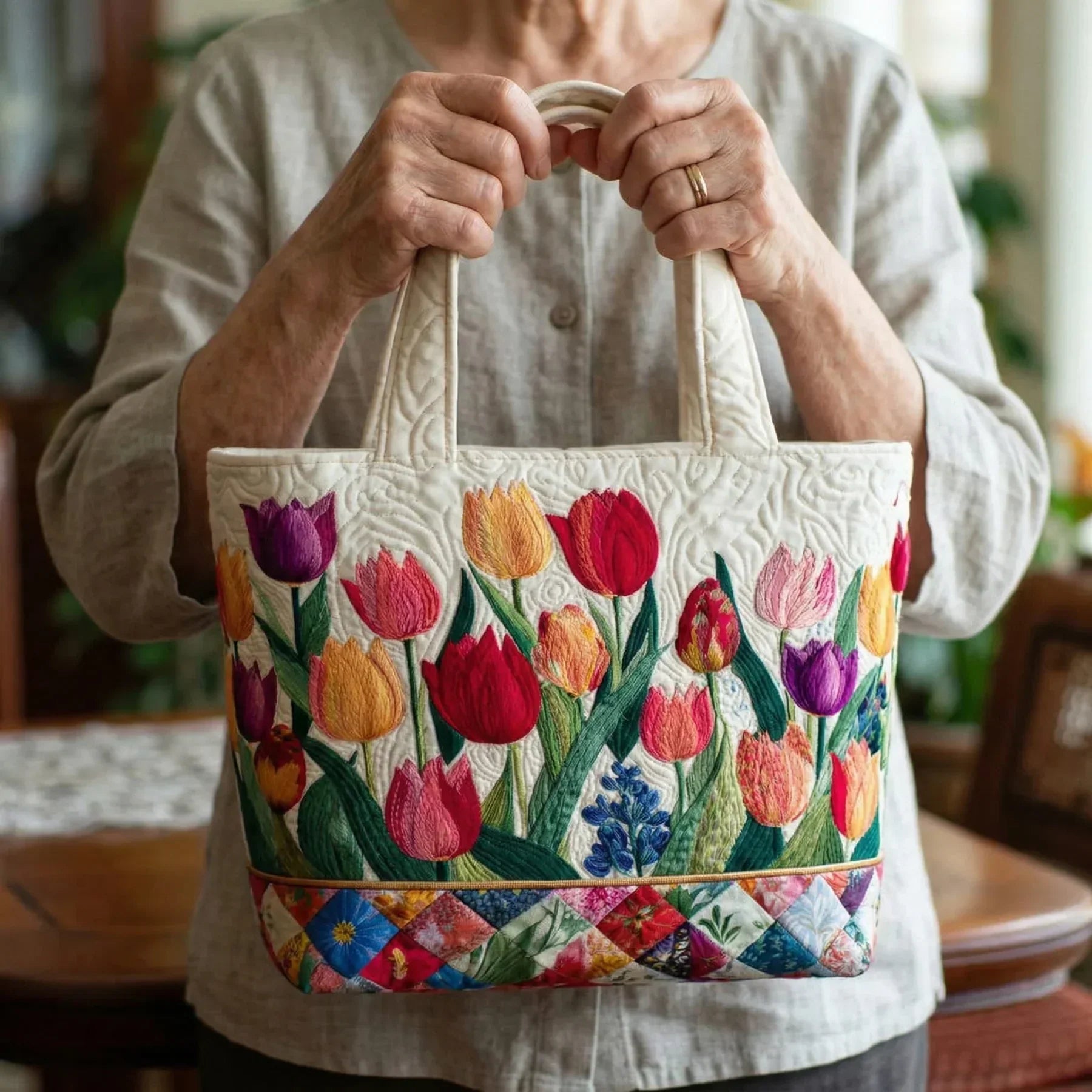 Borsa Imbottita - Giardino di Tulipani