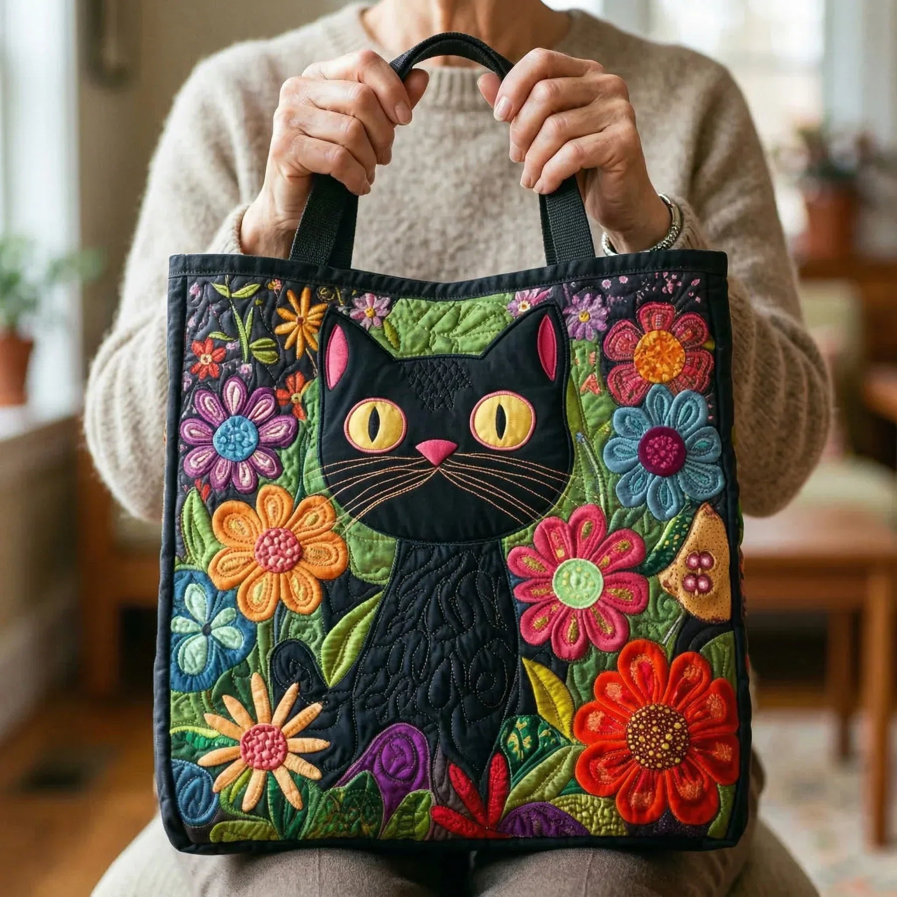 Borsa Imbottita - Gatto Nero Incantato