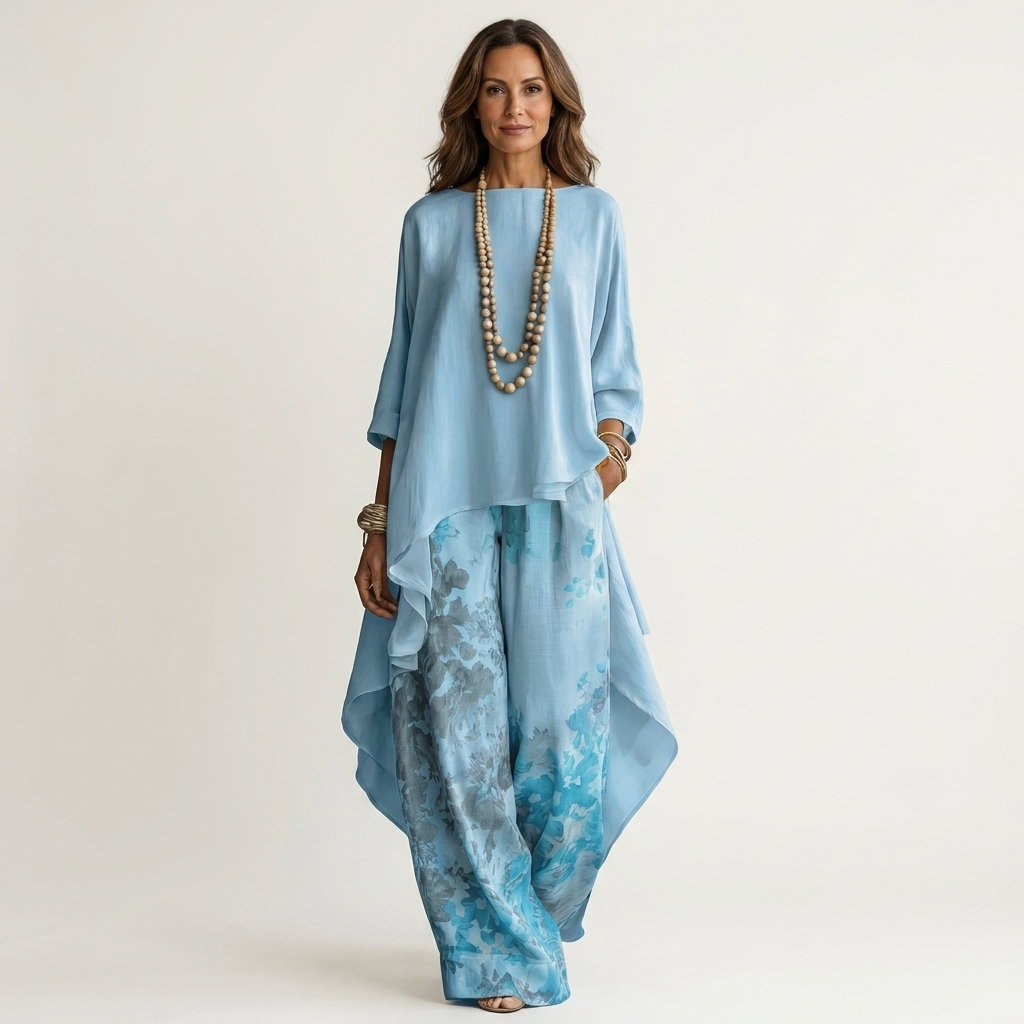 Cariola | Completo Donna Asimmetrico in Cotone e Seta