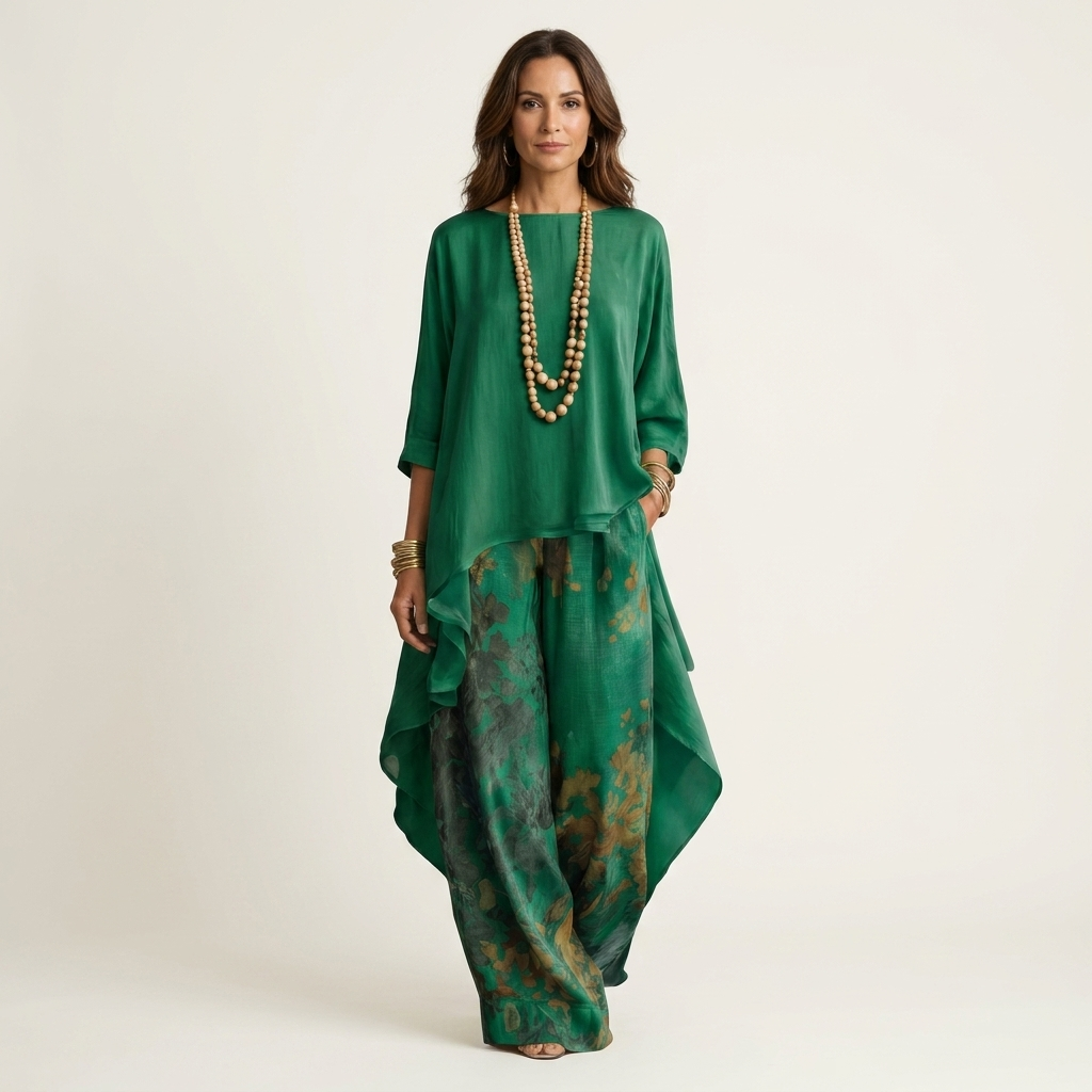 Cariola | Completo Donna Asimmetrico in Cotone e Seta