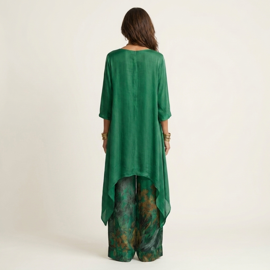 Cariola | Completo Donna Asimmetrico in Cotone e Seta