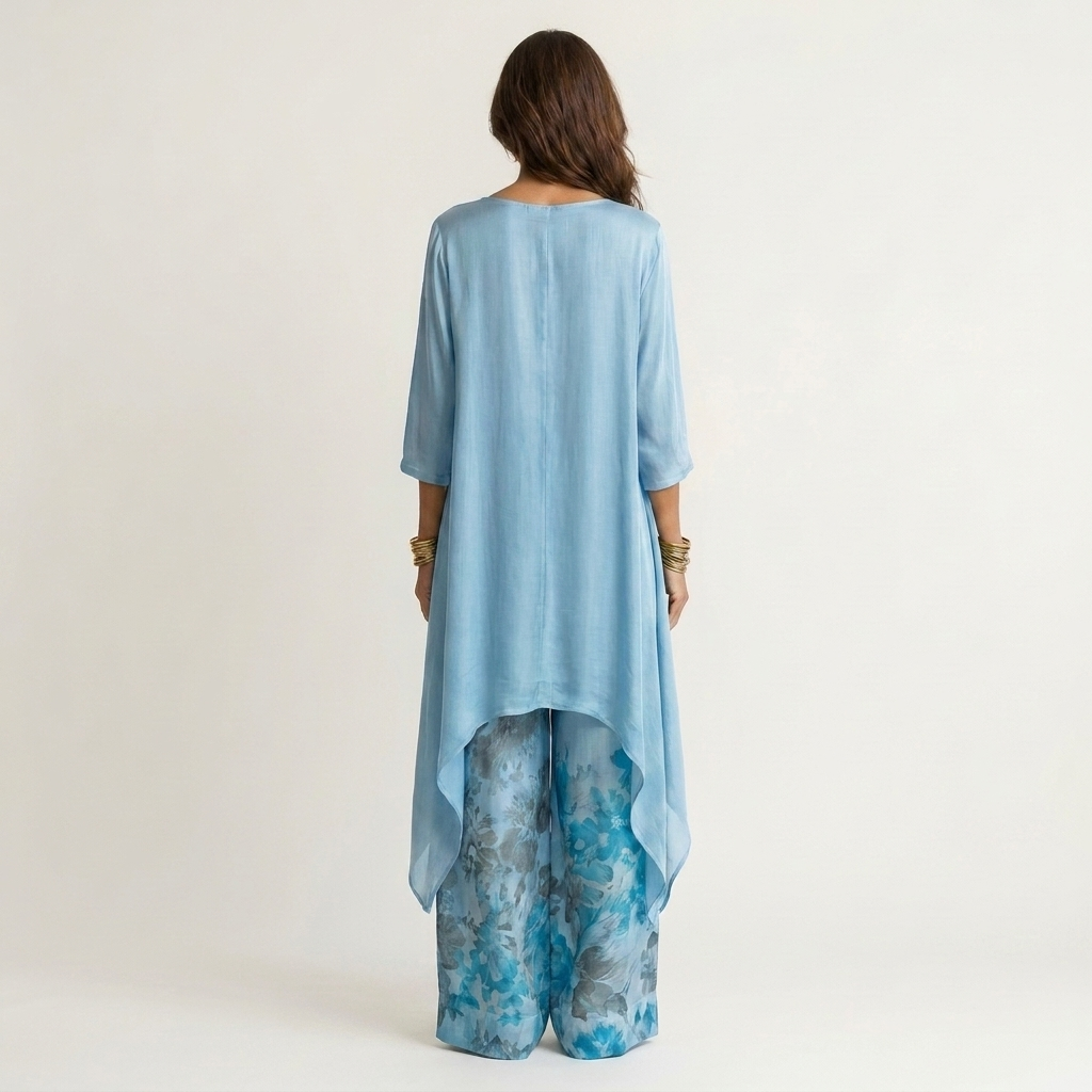 Cariola | Completo Donna Asimmetrico in Cotone e Seta