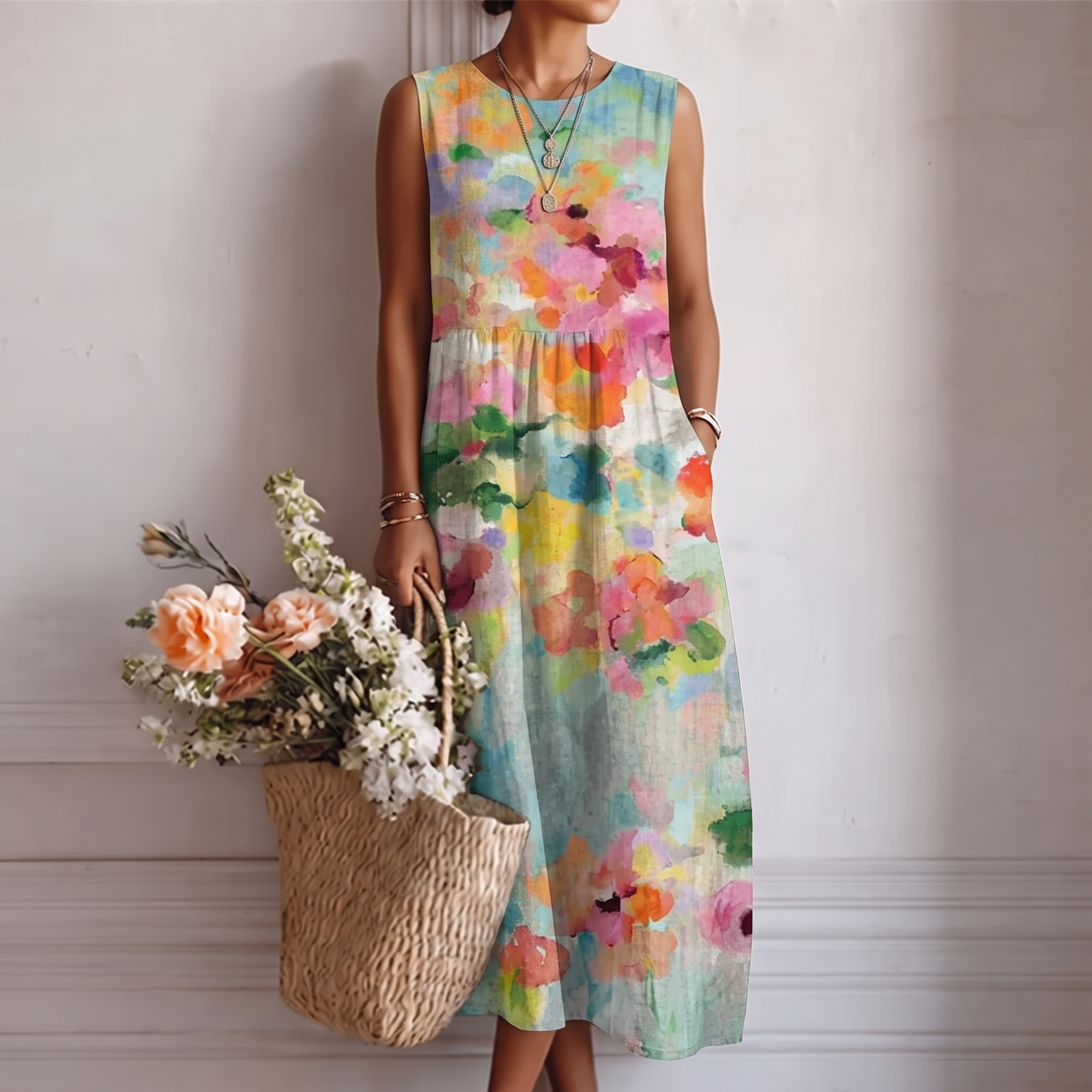 Carla™ | Vestito Midi Multicolore Elegante