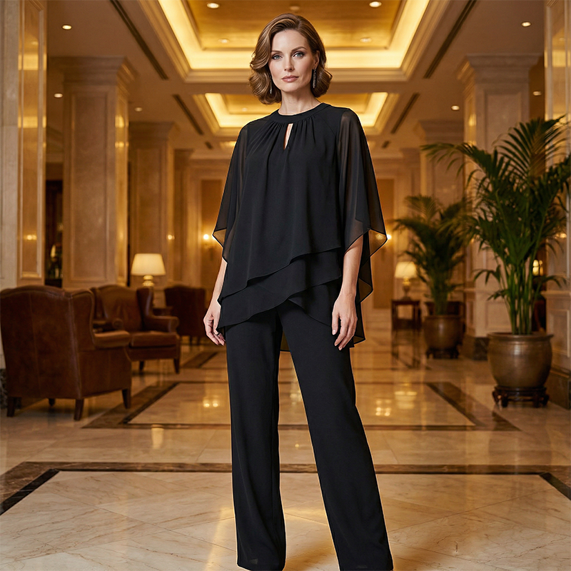 Jeannine | Completo Chemisier Asimmetrico Sovrapposto e Pantalone Largo