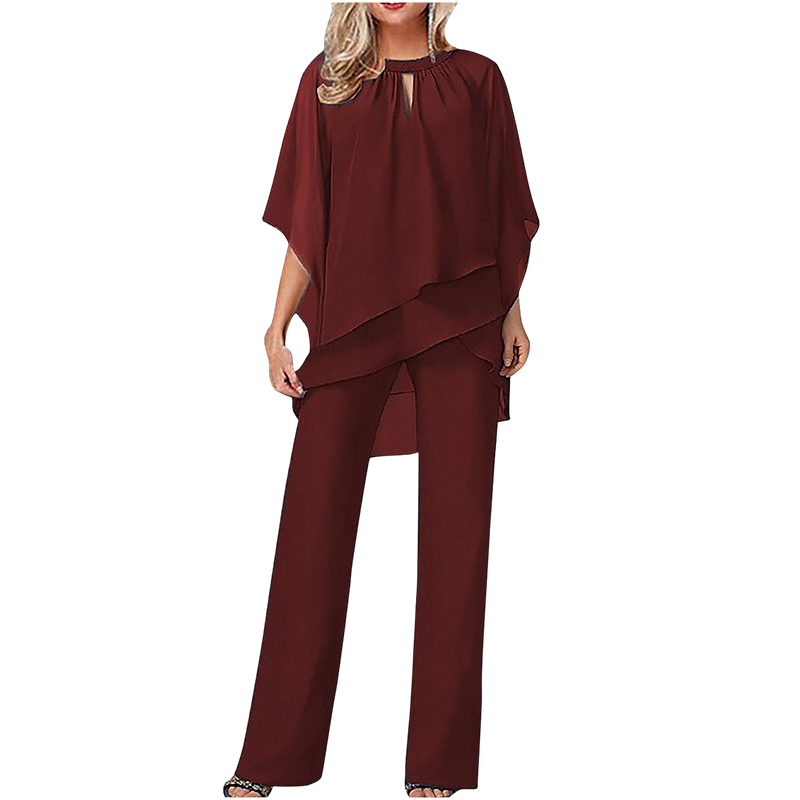 Jeannine | Completo Chemisier Asimmetrico Sovrapposto e Pantalone Largo