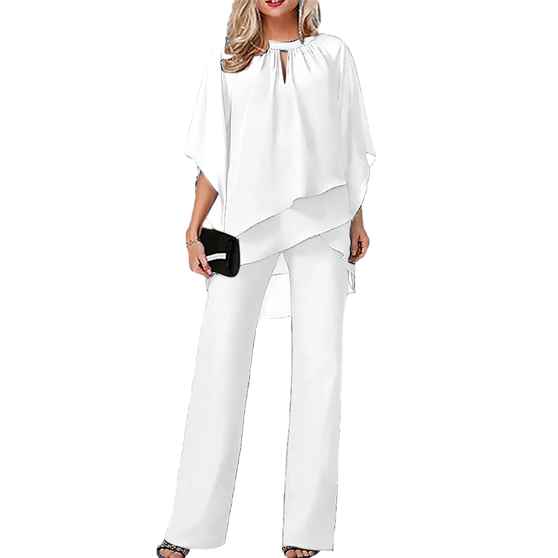 Jeannine | Completo Chemisier Asimmetrico Sovrapposto e Pantalone Largo