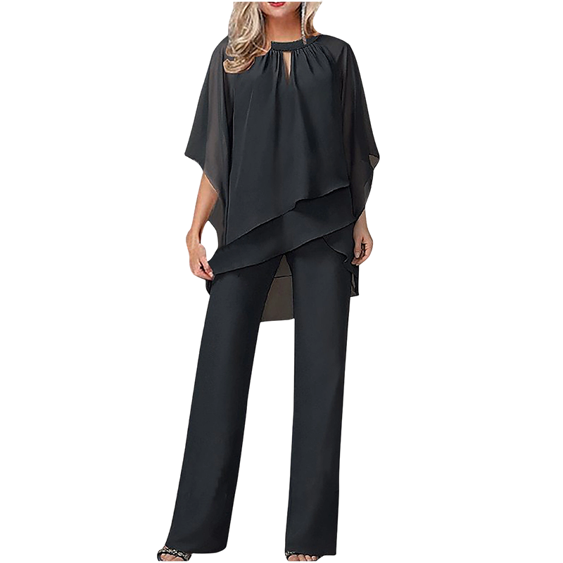 Jeannine | Completo Chemisier Asimmetrico Sovrapposto e Pantalone Largo
